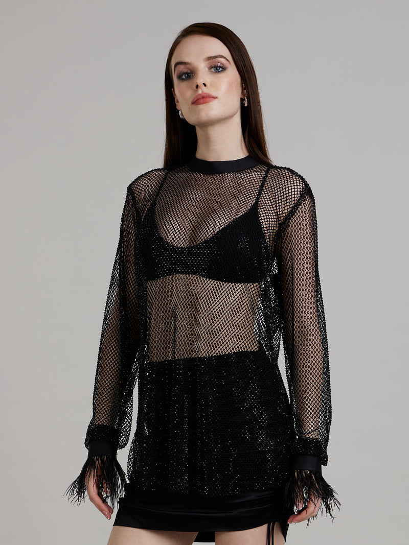 Full Mesh Feather Top