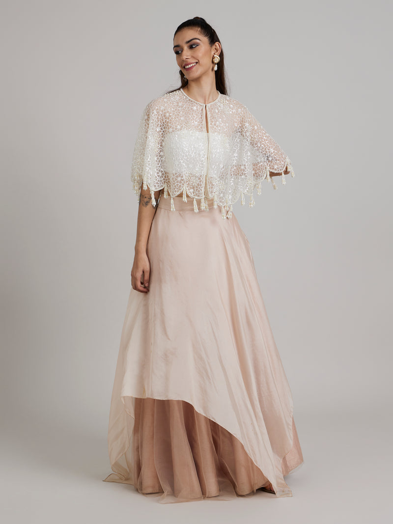 Floral Embroidered Pearl Cape