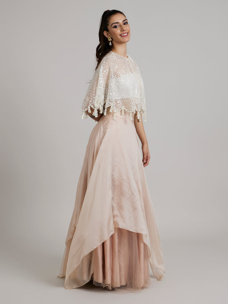 Floral Embroidered Pearl Cape