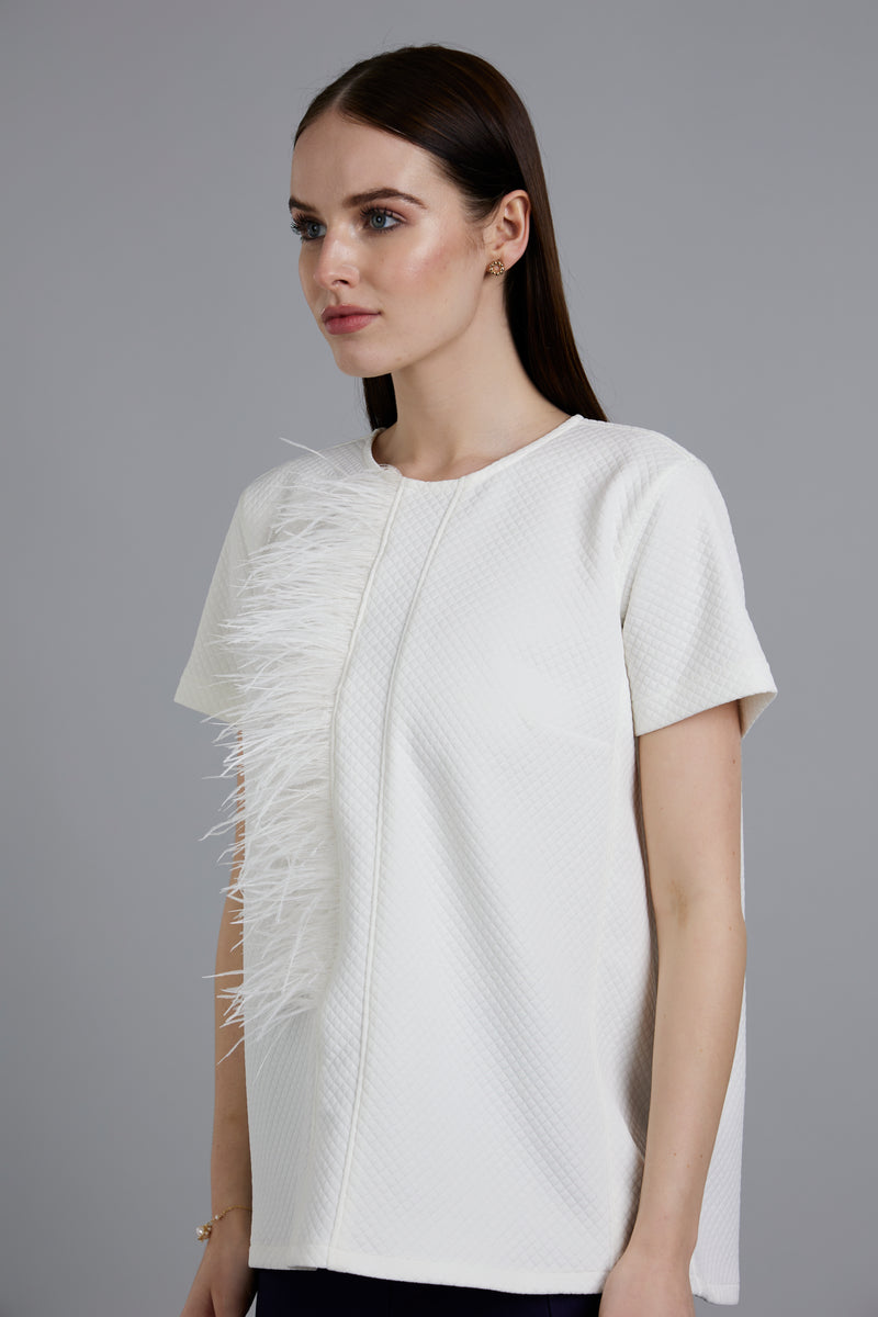 White Bali Feather T-shirt