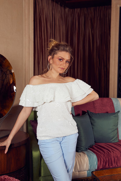 Off Shoulder Sequin Top